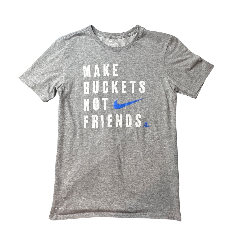 Nike T-Shirt Women S Gray Make Buckets Not Friends Athletic Cut Dri-FIT Graphic